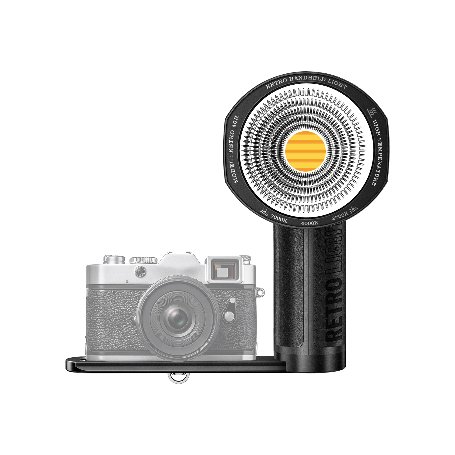 LENSGO 40W Handheld Retro Video Light 40H｜Portable COB LED Fill Light｜Stepless Dimming & 2700K–7000K｜CRI 96+｜Built-in Battery｜Photography, Filming & Vlogging